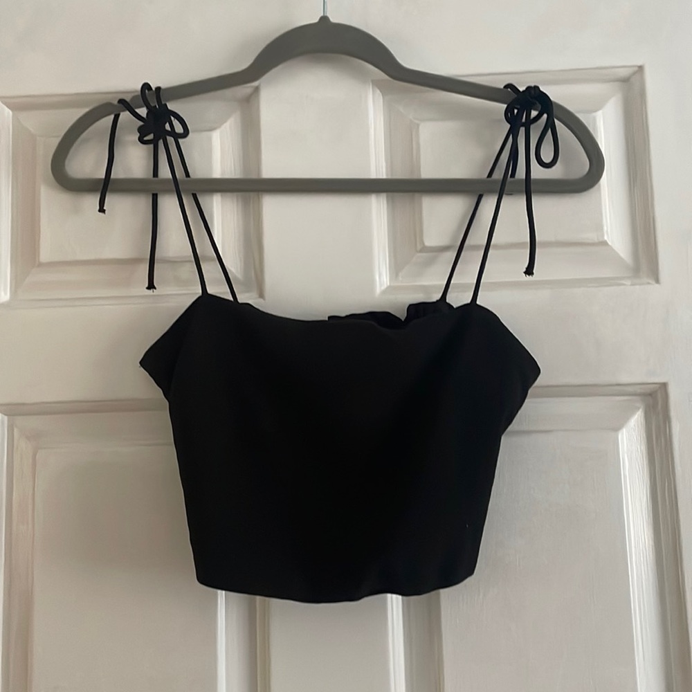 Zara black satin top